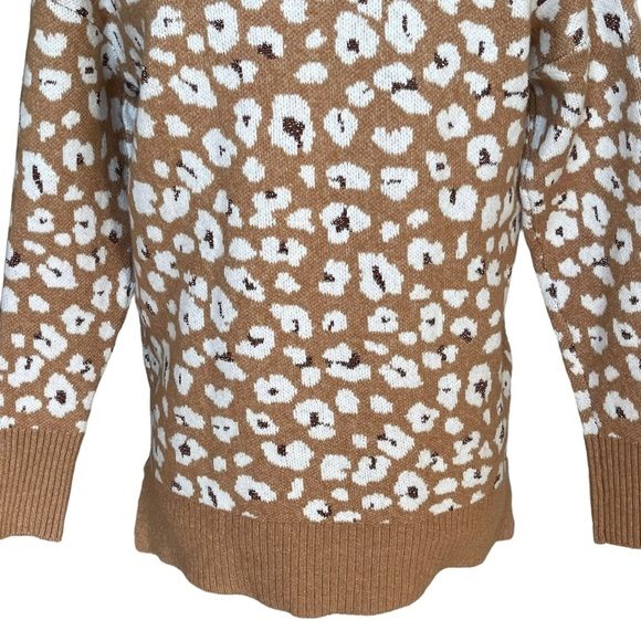 Loft Women’s Animal Print Turtleneck Sweater Tunic Size S Shimmer Cozy Comfy - Picture 9 of 11